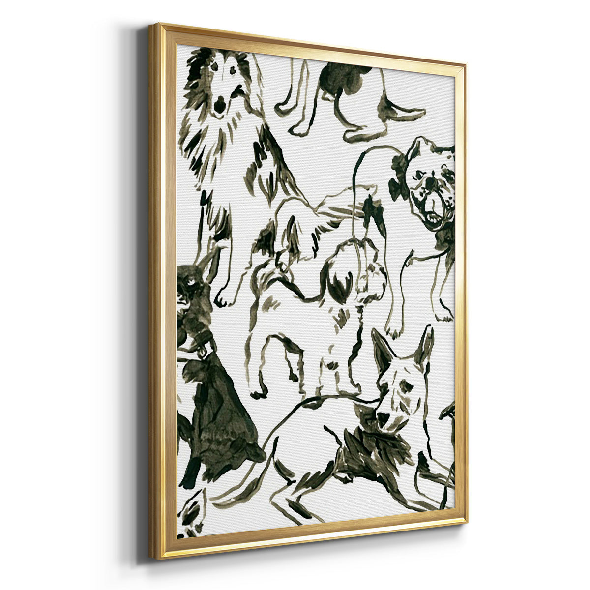 Canine Collage I - Modern Framed Canvas Print