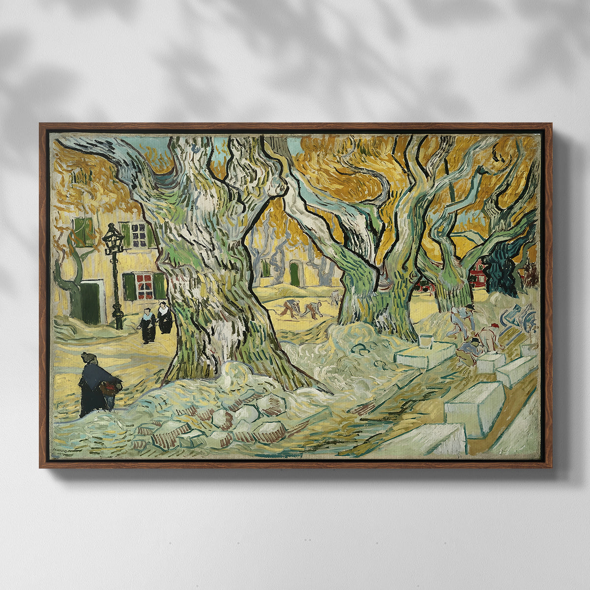 The Large Plane Trees (Road Menders at Saint-Rémy), 1889 - Floater Framed Canvas Print