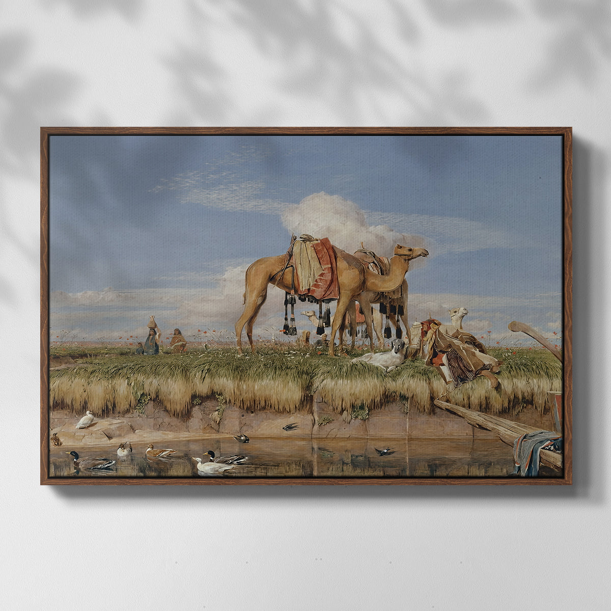 On the Banks of the Nile, Upper Egypt, 1876 - Floater Framed Canvas Print