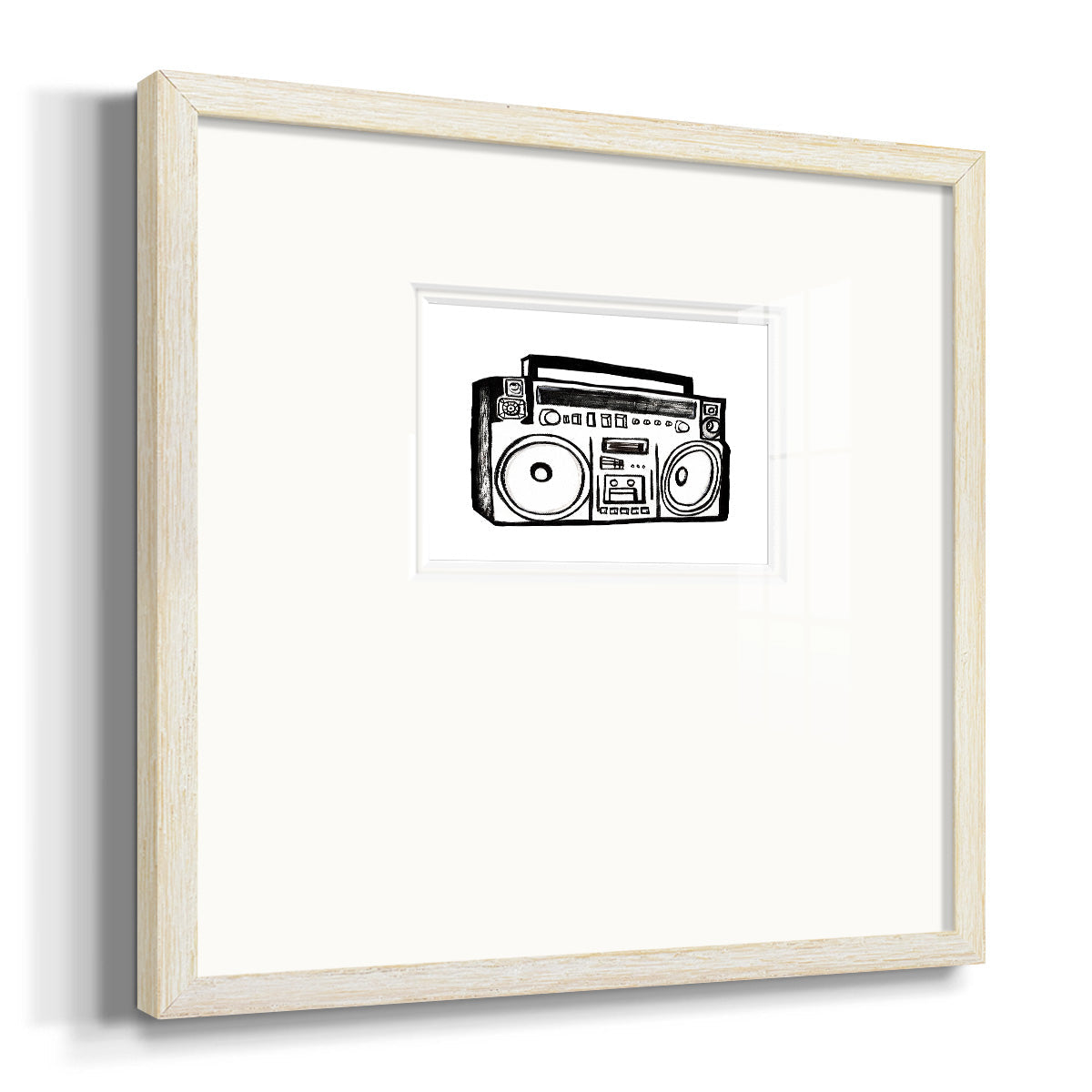 Boombox Sketch Premium Framed Print Double Matboard