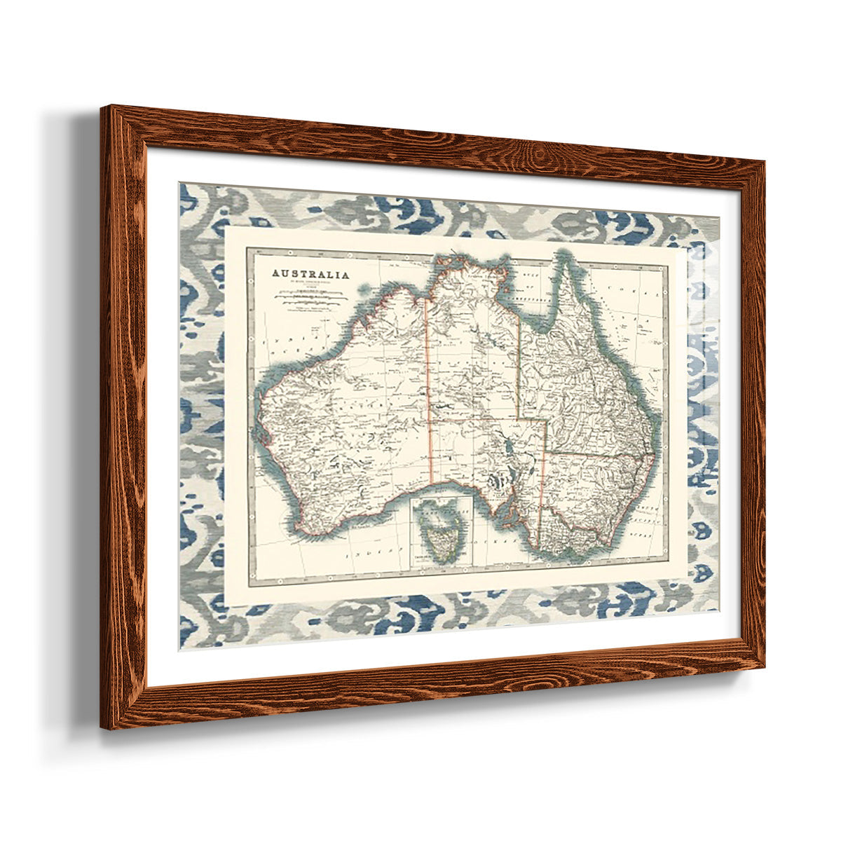 Bordered Map of Australia-Premium Framed Print - Ready to Hang