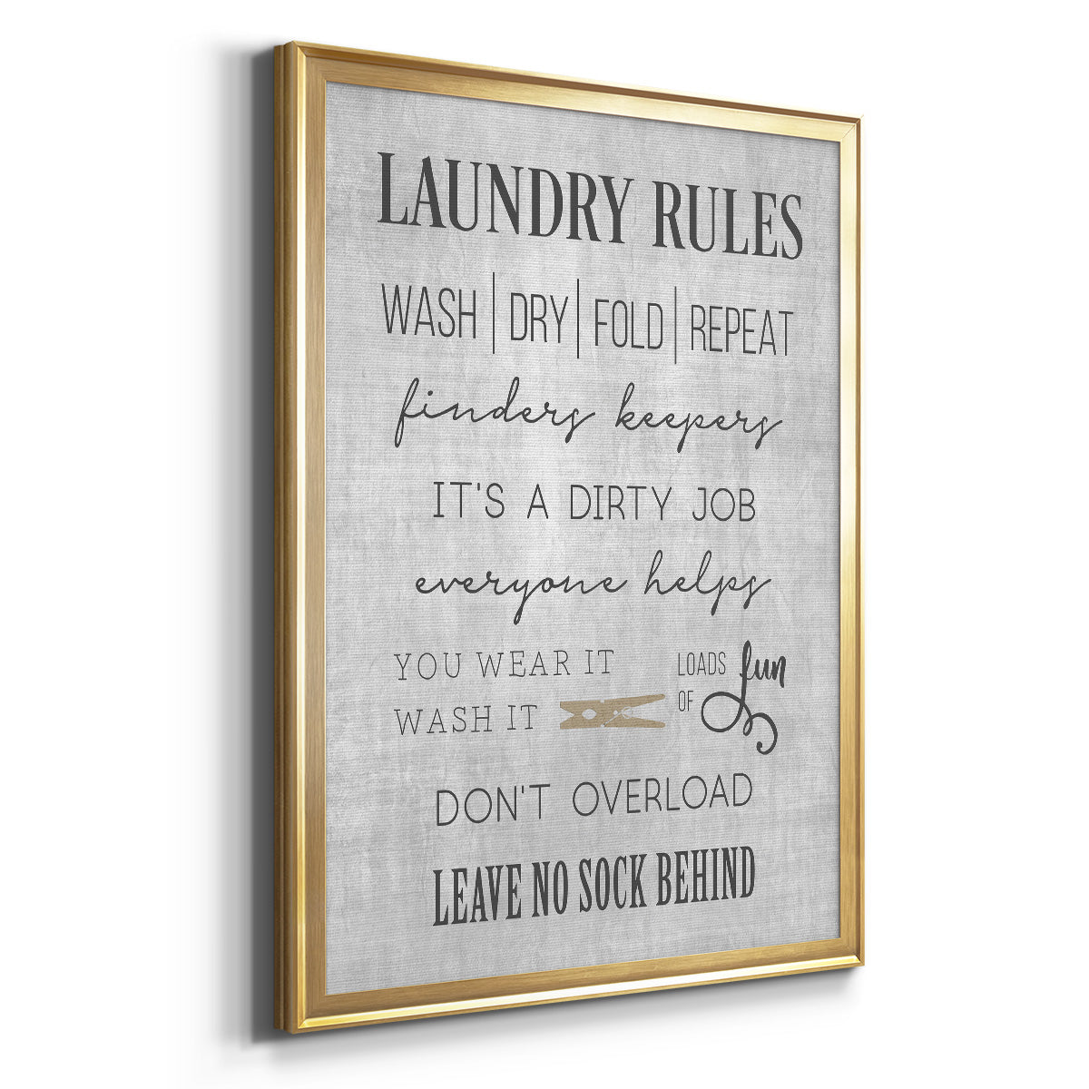 Neutral Laundry Rules - Modern Framed Canvas Print