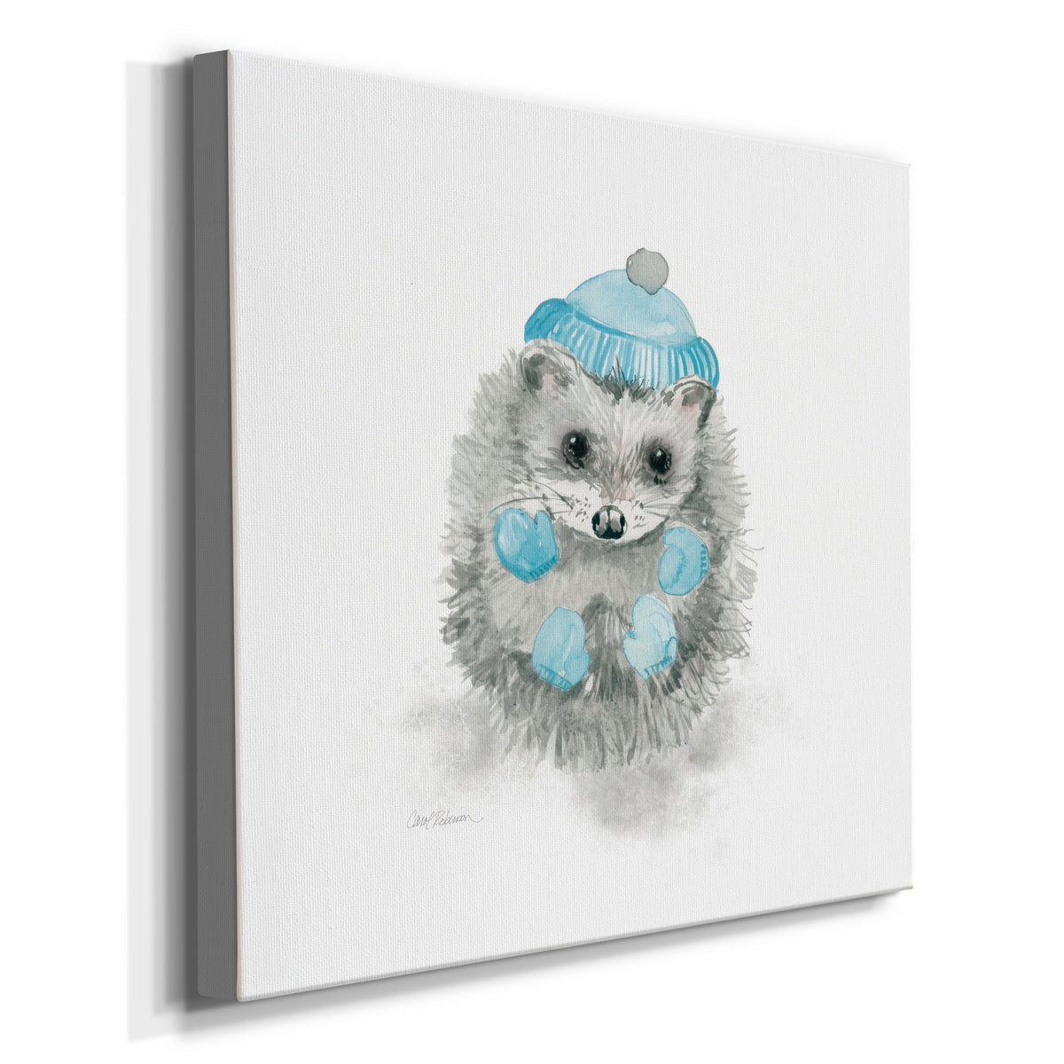 Christmas Critter Hedgehog-Premium Gallery Wrapped Canvas - Ready to Hang