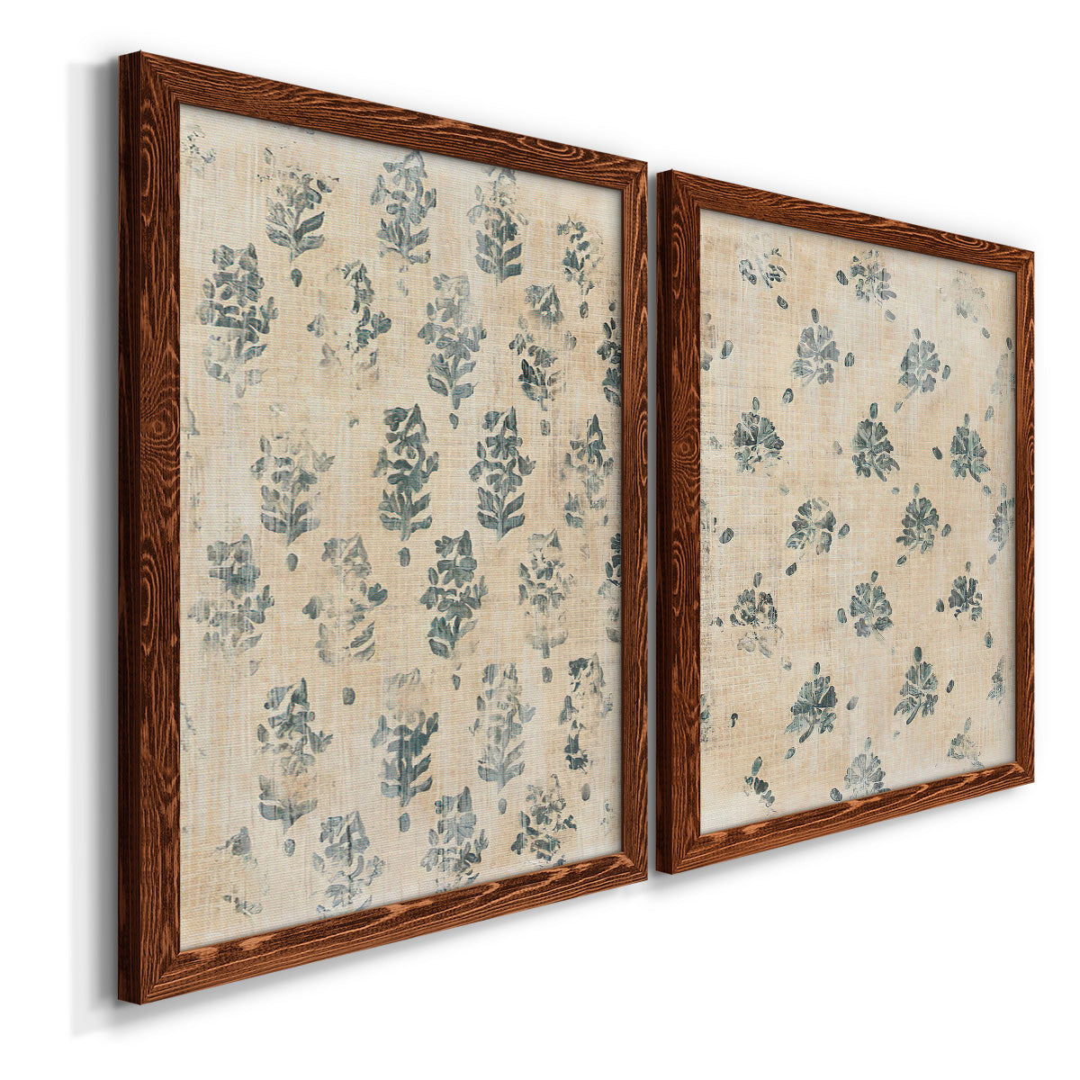 Vintage Blockprint I - Premium Framed Canvas 2 Piece Set - Ready to Hang