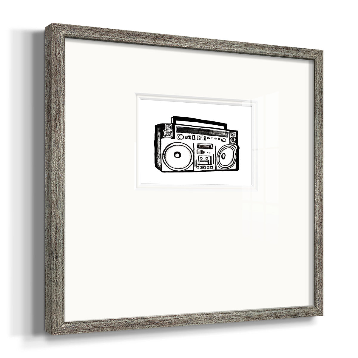 Boombox Sketch Premium Framed Print Double Matboard