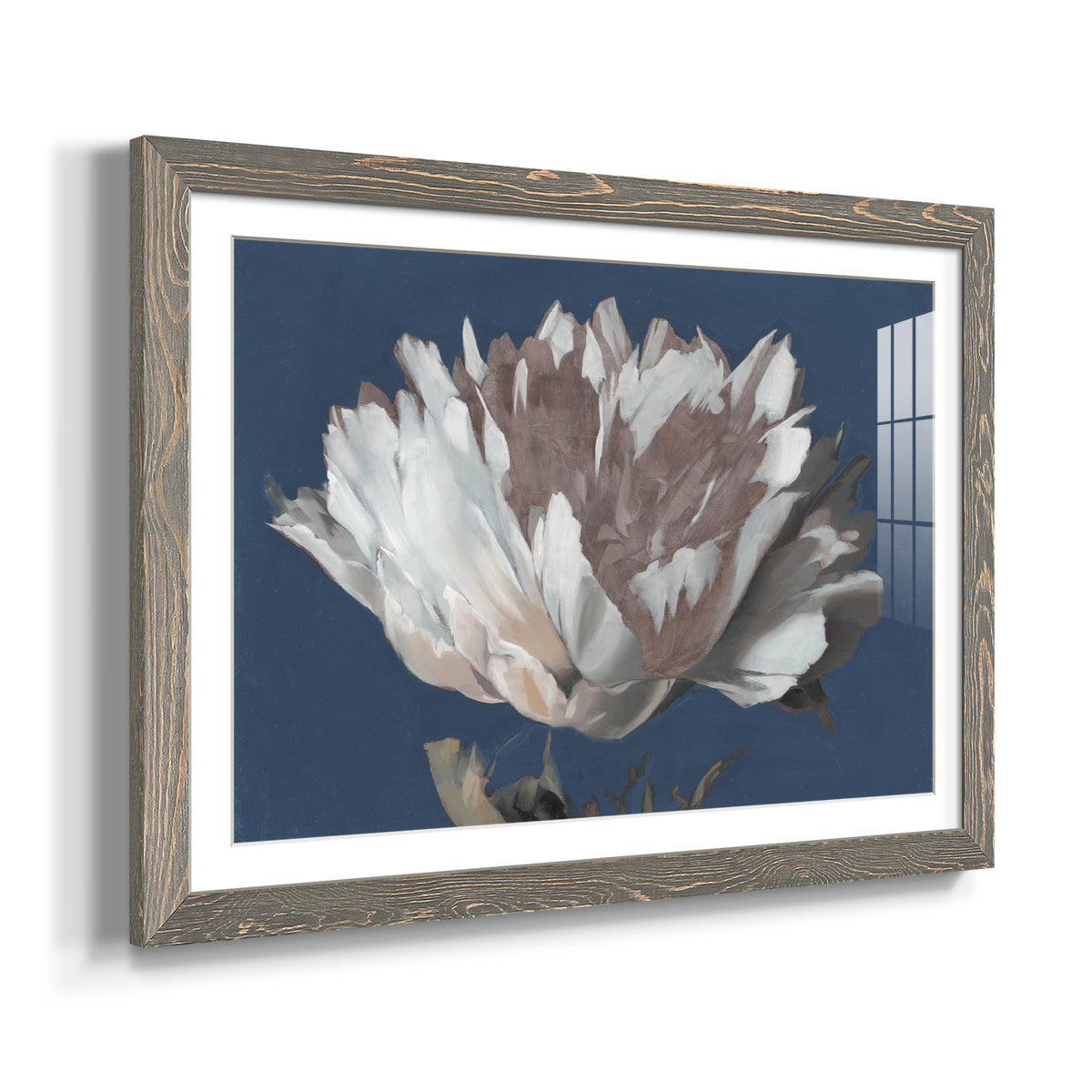 White Peony - Barnwood Framed Art Print