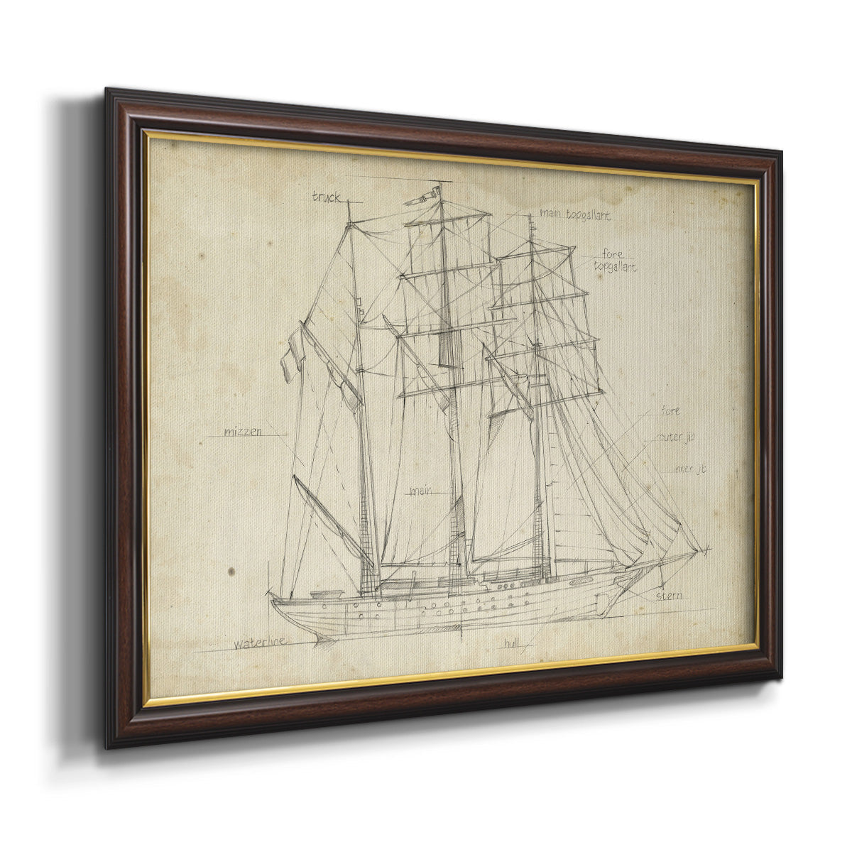 Sailboat Blueprint I Premium Framed Canvas- Ready to Hang