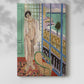 Canvas art print of a stylized figure with interior setting and bold color with a soft shadow on a white background.