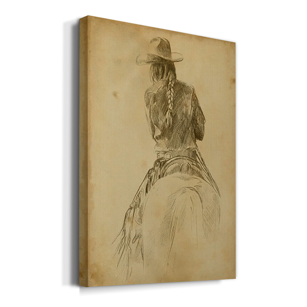 Cowgirl on Horseback I Premium Gallery Wrapped Canvas - Ready to Hang