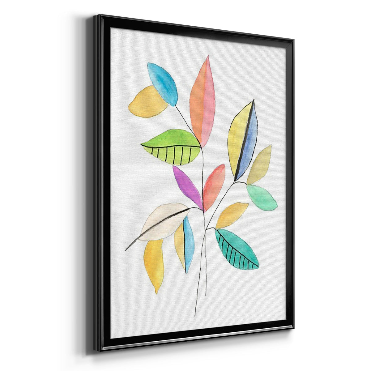 Color Pop Leaves I - Modern Framed Canvas Print