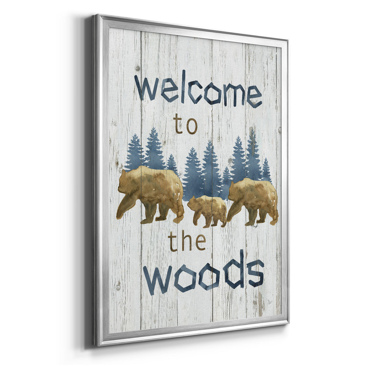 Welcome to the Woods - Modern Framed Canvas Print