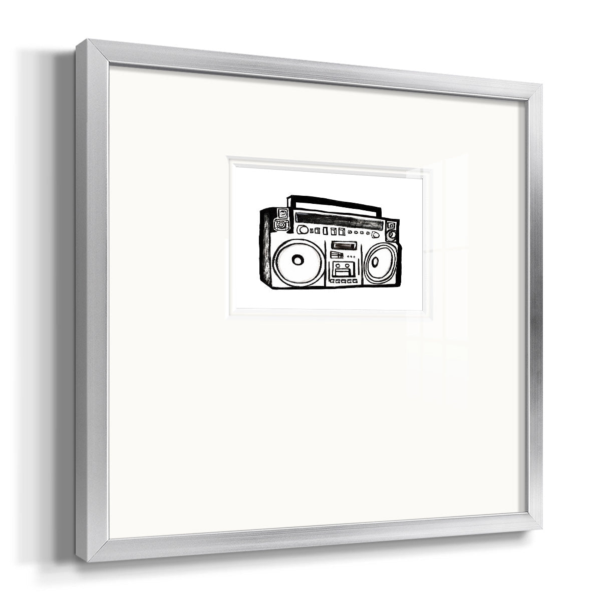 Boombox Sketch Premium Framed Print Double Matboard