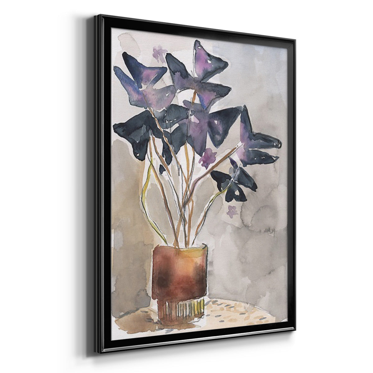 Oxalis in Vase I - Modern Framed Canvas Print