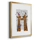 Kissing Giraffes with Birds - Modern Framed Canvas Print