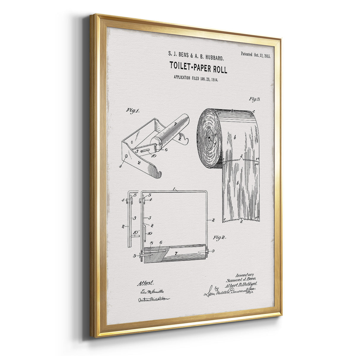 Toilet Paper Patent I - Modern Framed Canvas Print