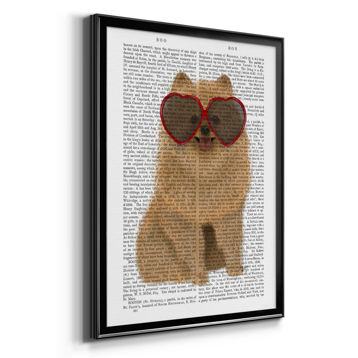 Pomeranian and Heart Glasses - Modern Framed Canvas Print