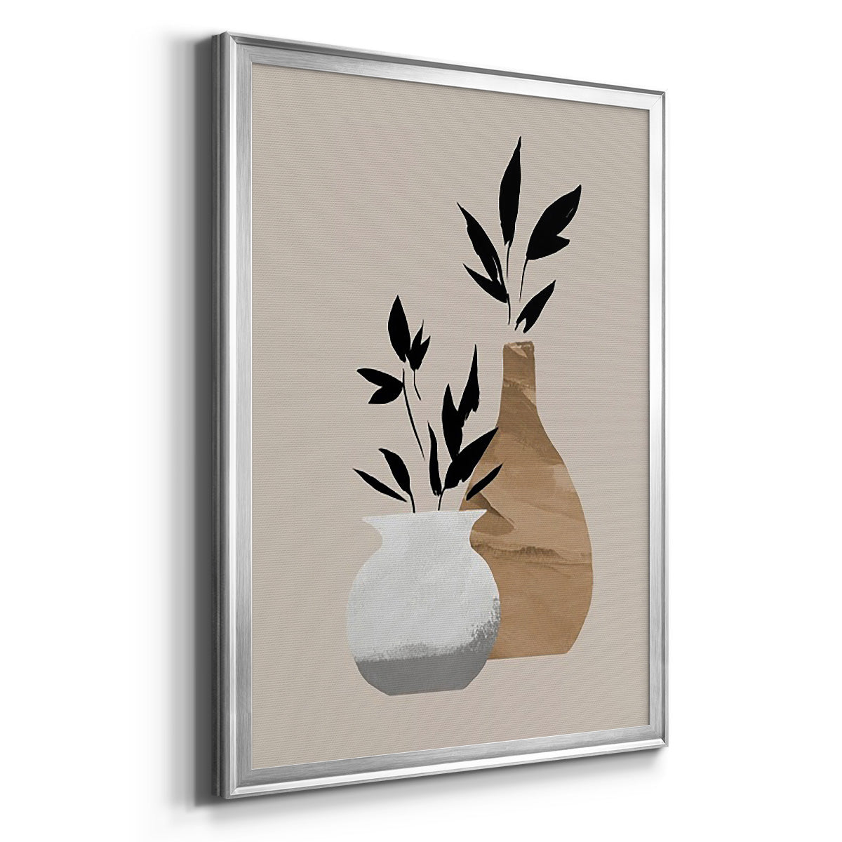 Simple Bud Vases I - Modern Framed Canvas Print