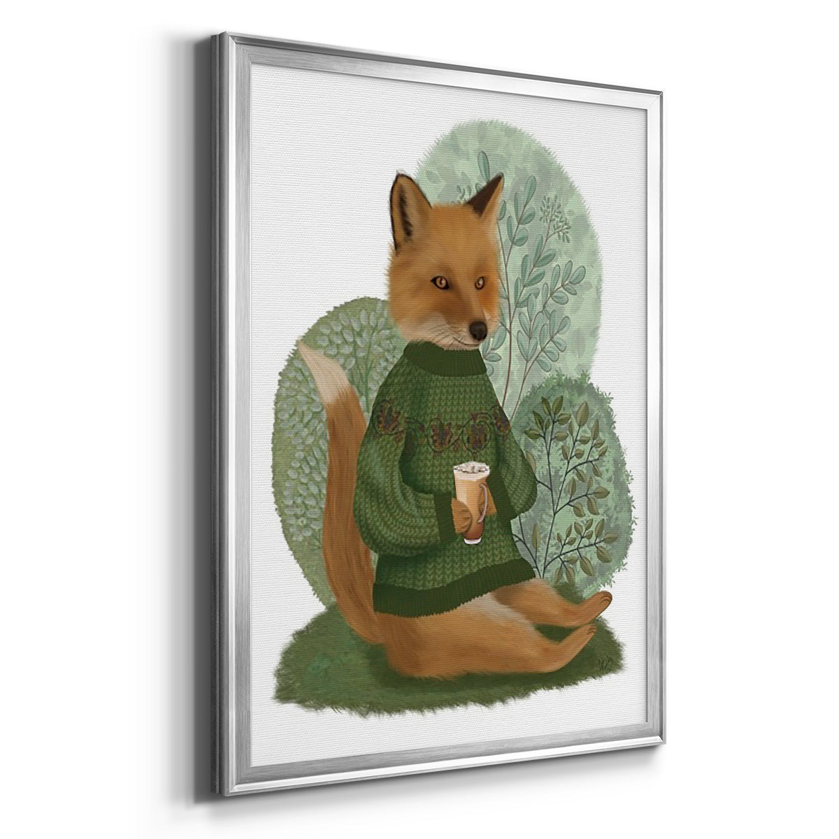 Latte Fox in Sweater - Modern Framed Canvas Print