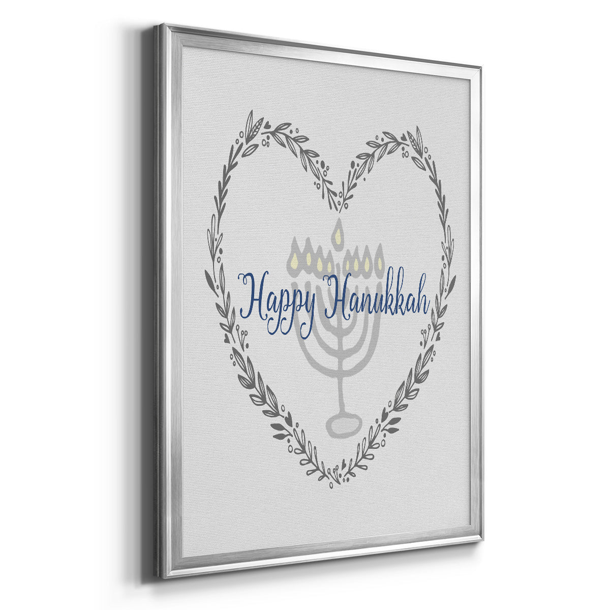 Hanukkah Heart - Modern Framed Canvas Print