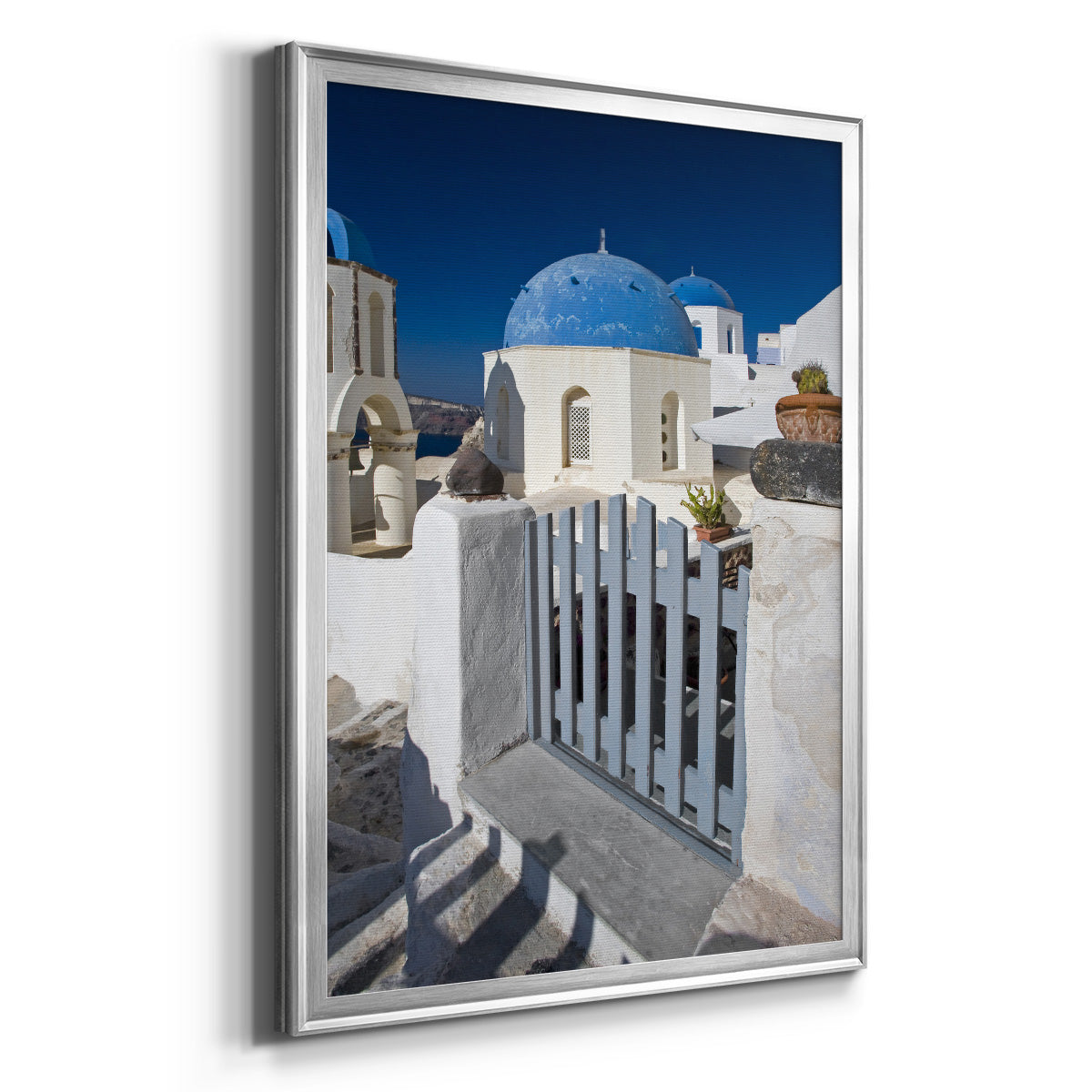 Santorini Sidewalk - Modern Framed Canvas Print