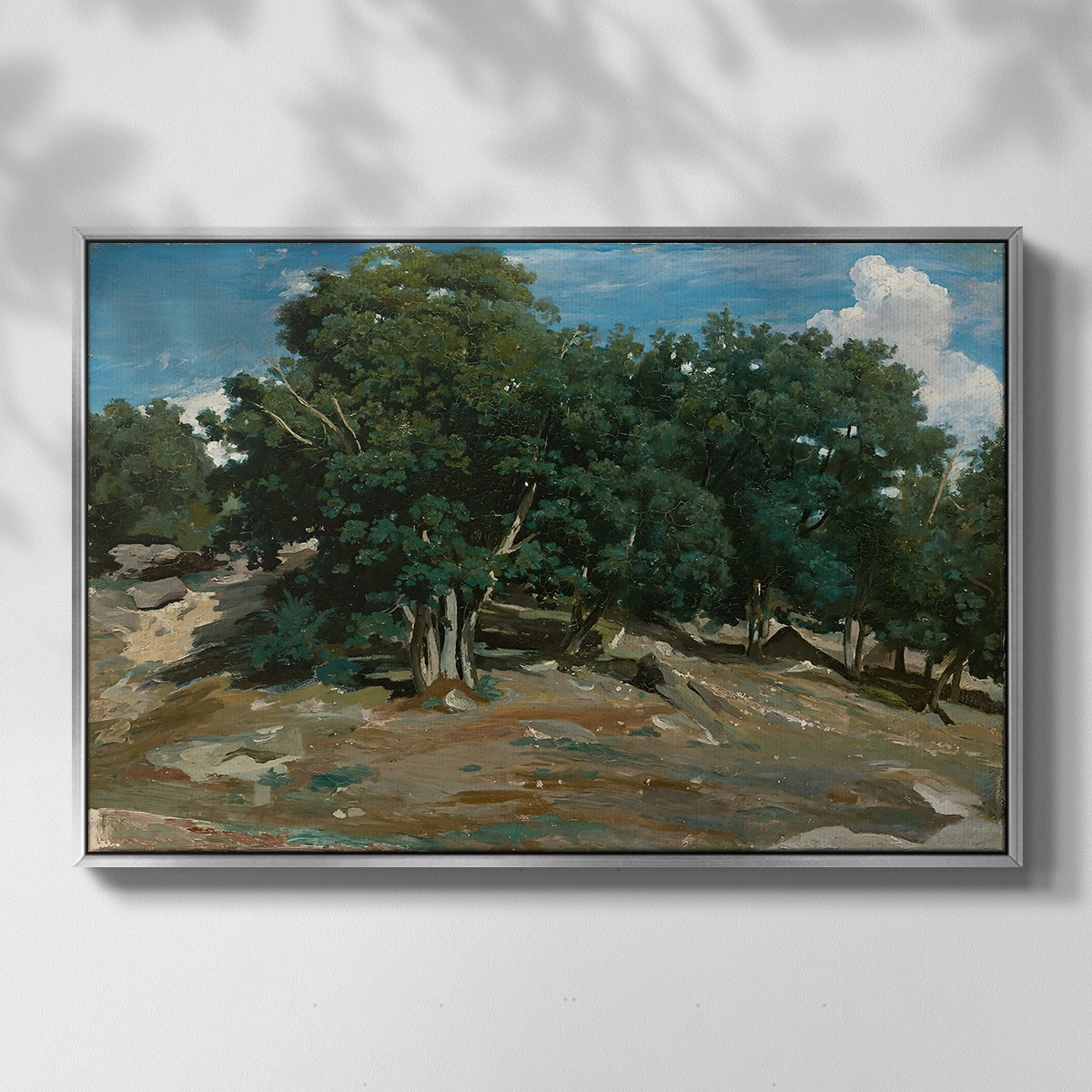 Fontainebleau: Oak Trees at Bas-Bréau, c. 1830-1835 - Floater Framed Canvas Print