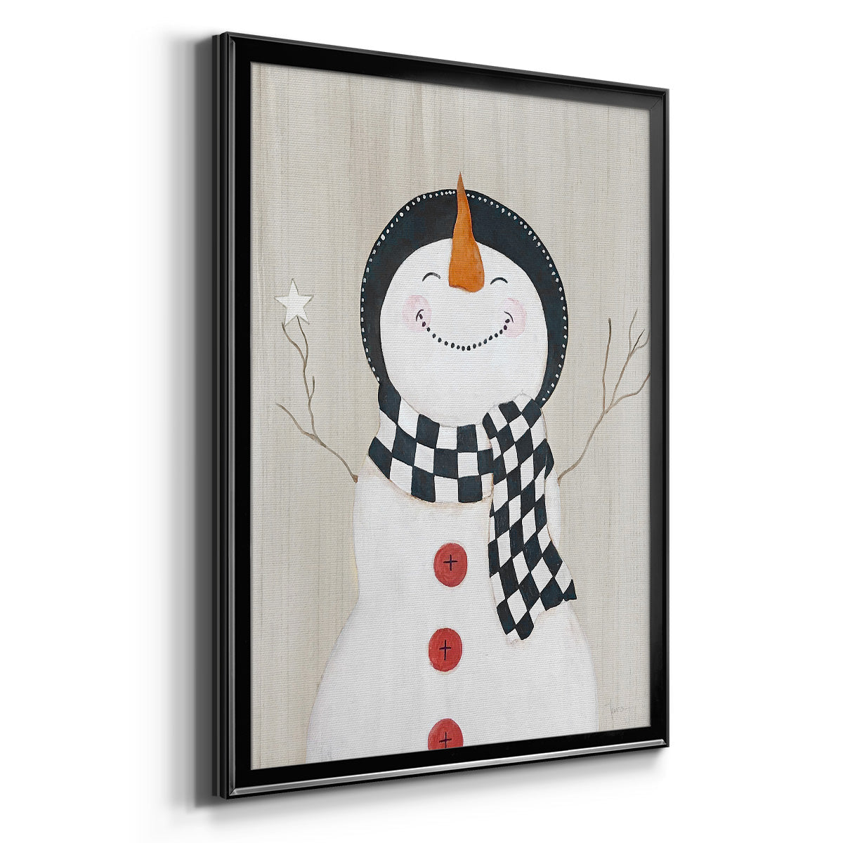 Festive Snowman II - Modern Framed Canvas Print