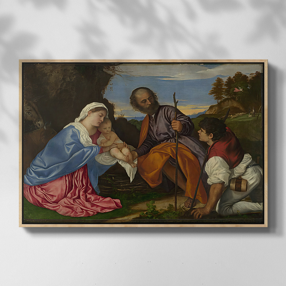 The Holy Family with a Shepherd, c. 1510 - Floater Framed Canvas Print