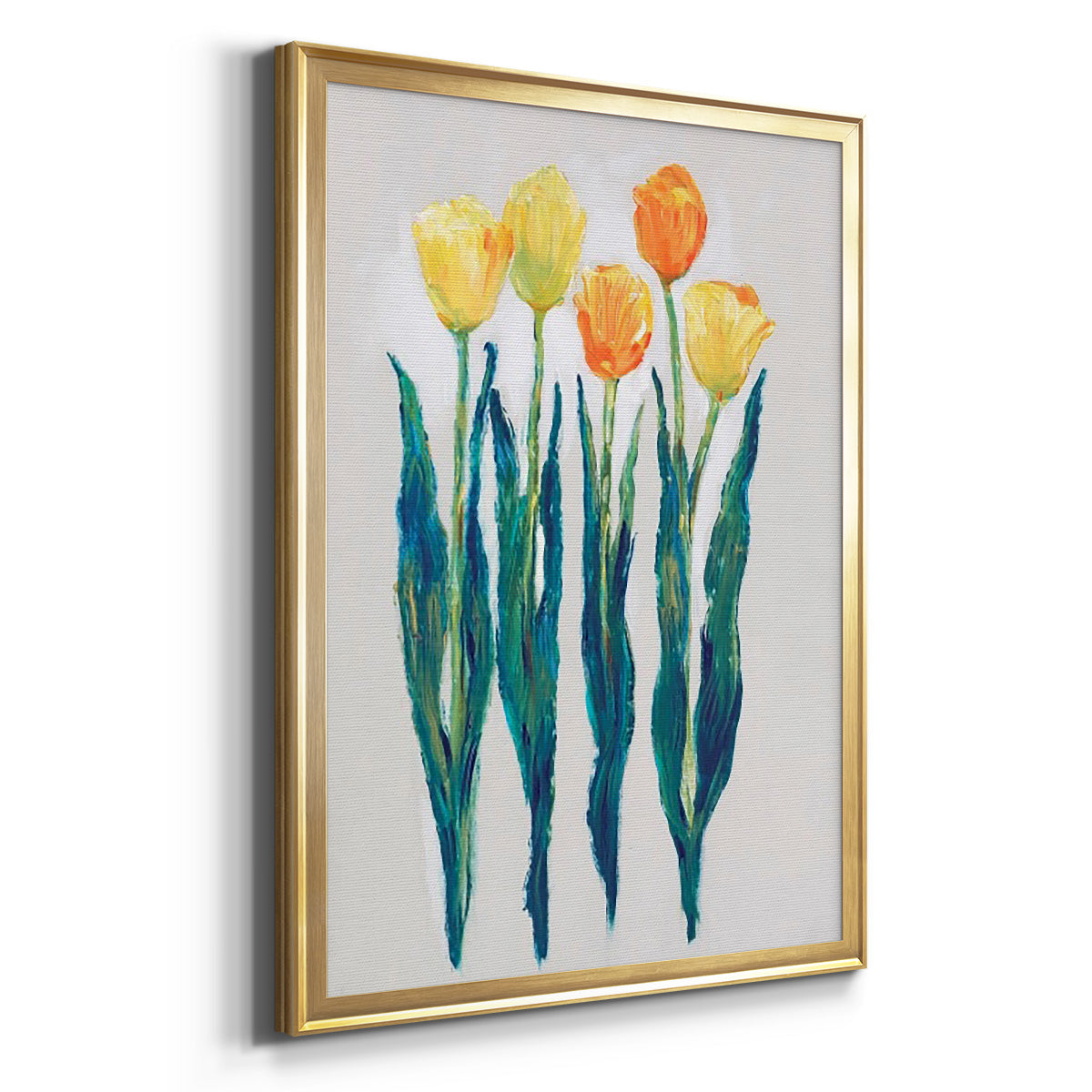 Tulips in a Row II - Modern Framed Canvas Print