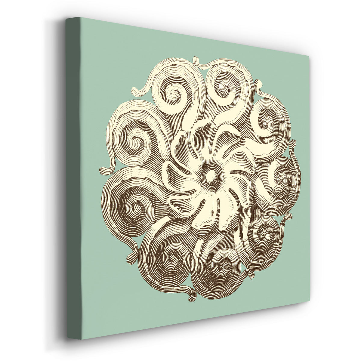 CKd Celadon&Mocha Rosette I (NC) - Canvas Art Print