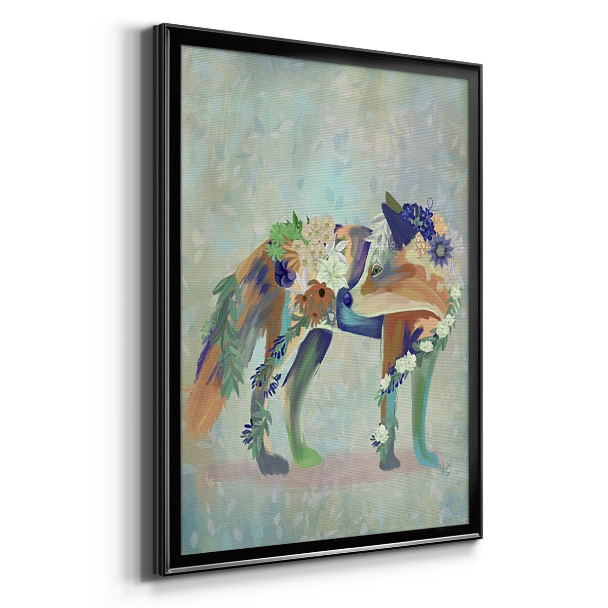 Fantastic Florals Fox, Standing - Modern Framed Canvas Print