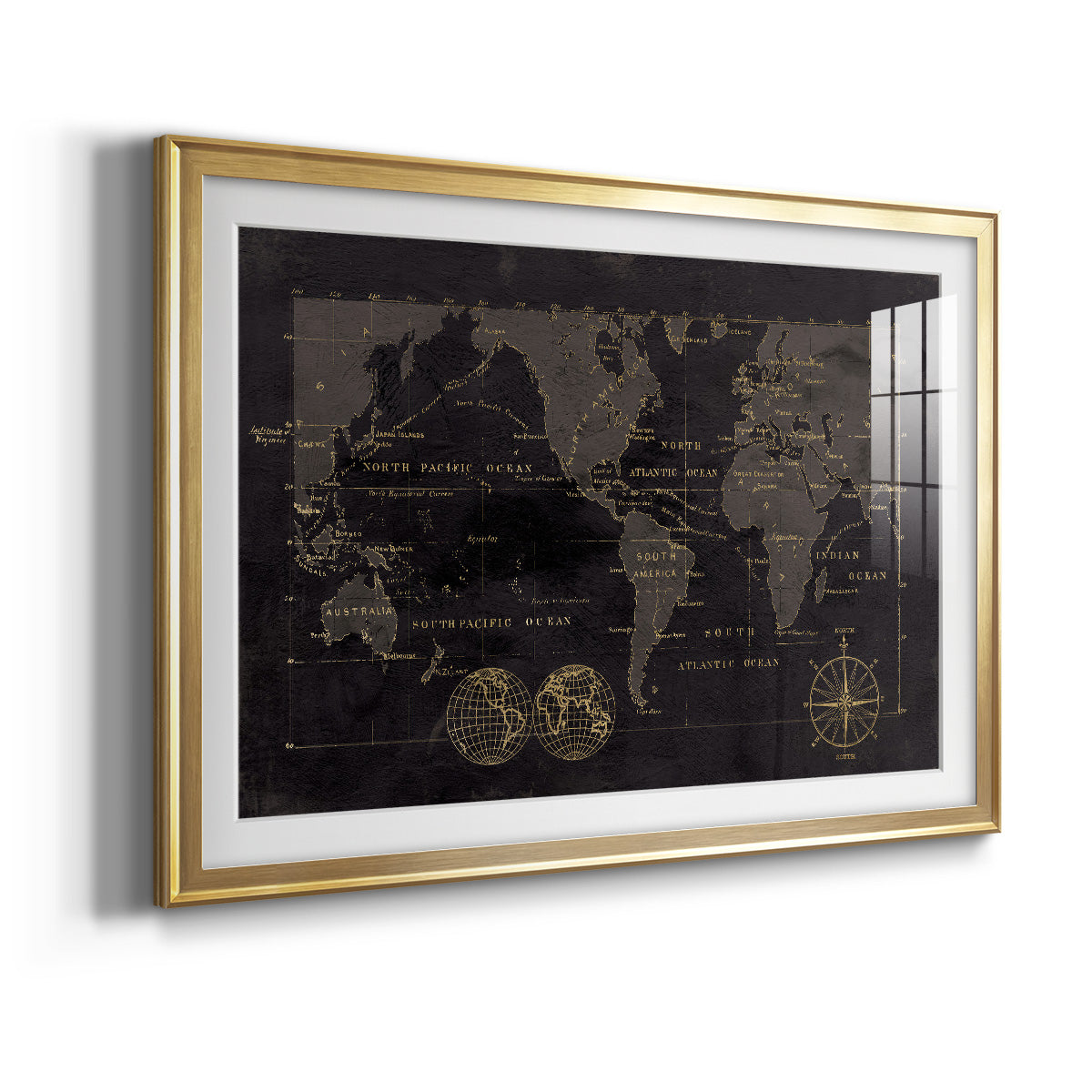 Black Gold Map - Modern Framed Art Print