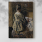 Canvas art print of a domestic setting with people sharing a quiet moment with a soft shadow on a white background.