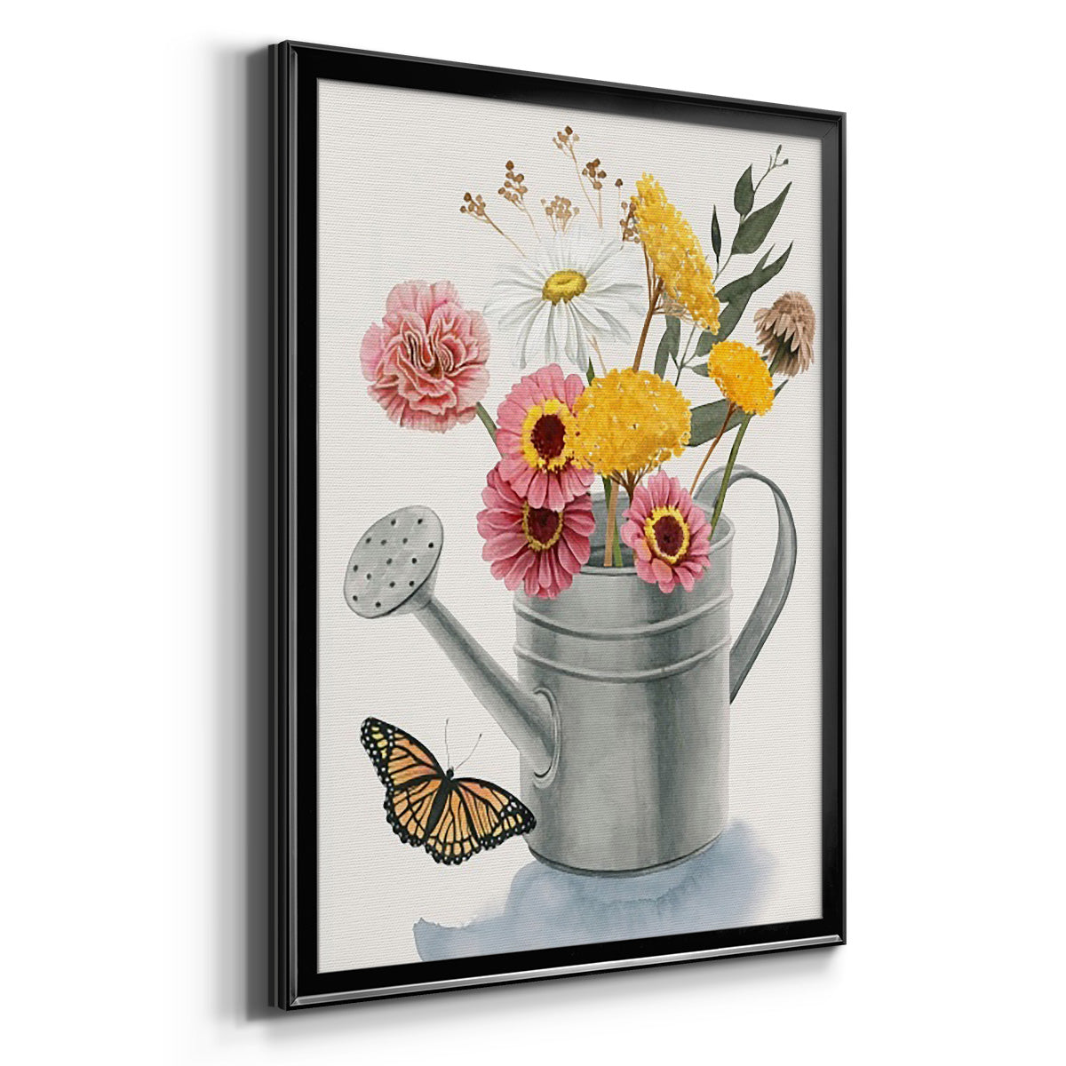 Watering Can Bouquet I - Modern Framed Canvas Print