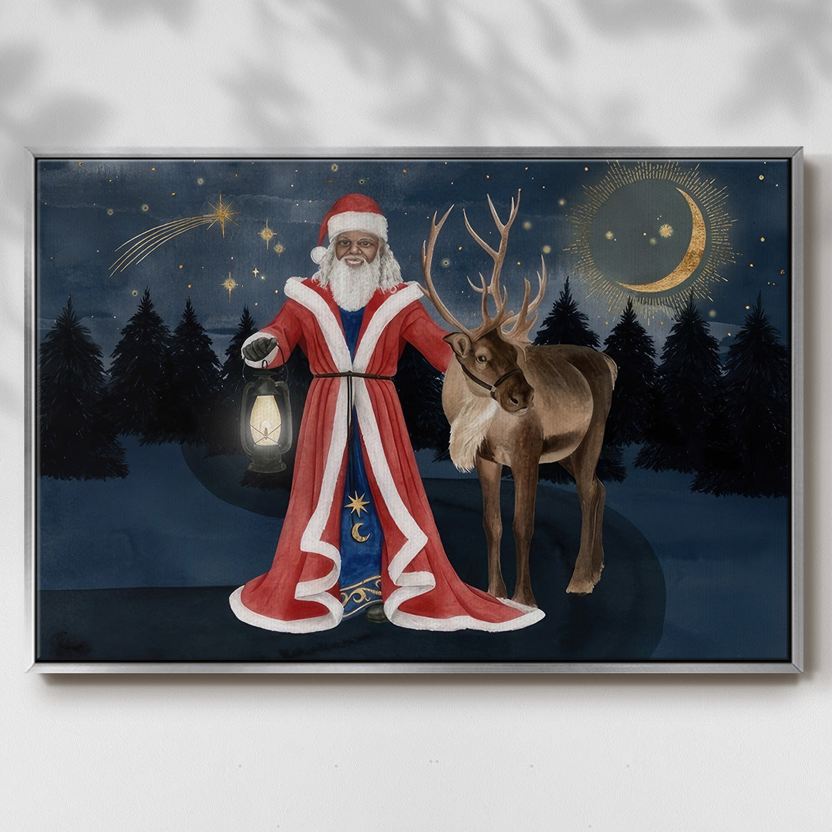 Celestial Christmas Collection A - Framed Gallery Wrapped Canvas in Floating Frame