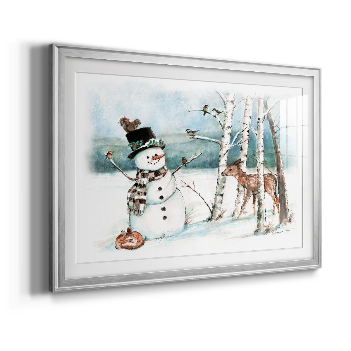 Snow Friends - Modern Framed Art Print