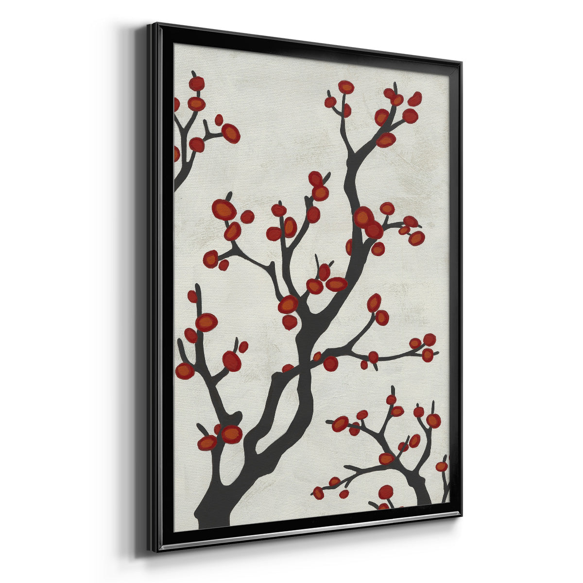 Red Berry Branch I - Modern Framed Canvas Print