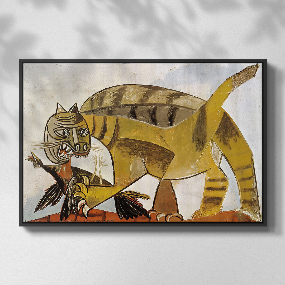 Cat Eating a Bird, 1939 - Floater Framed Canvas Print