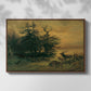 Wallowing Deer on the Shore of a Mountain Lake, c. 1850 - Floater Framed Canvas Print