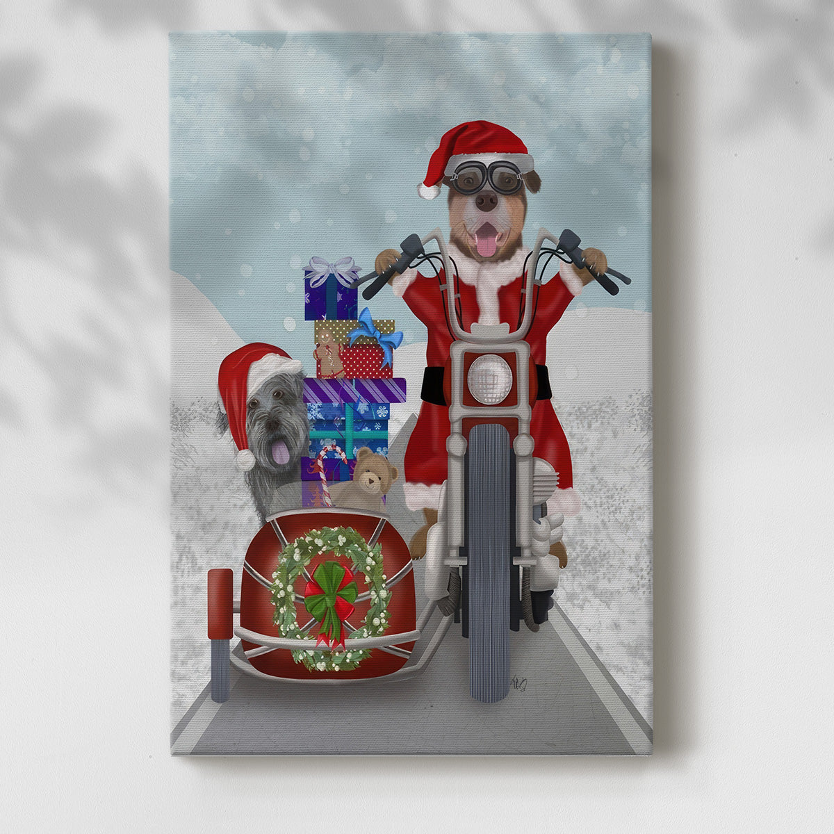 Christmas Mutts Christmas Chopper - Gallery Wrapped Canvas