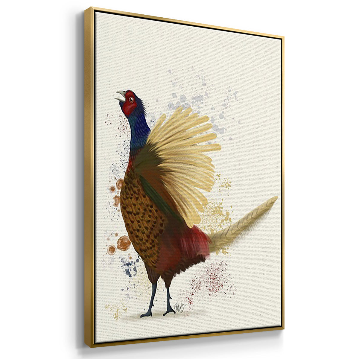 Pheasant Shooting Party 5 - Framed Premium Gallery Wrapped Canvas L Frame 3 Piece Set - Ready to Hang