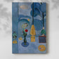 Canvas art print of a bright composition with plants and an open window view with a soft shadow on a white background.