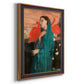 Impressionist portrait of a young woman with an ibis by Edgar Degas printed on canvas in an ornate bronzed mahogany wood frame with a vertical orientation.