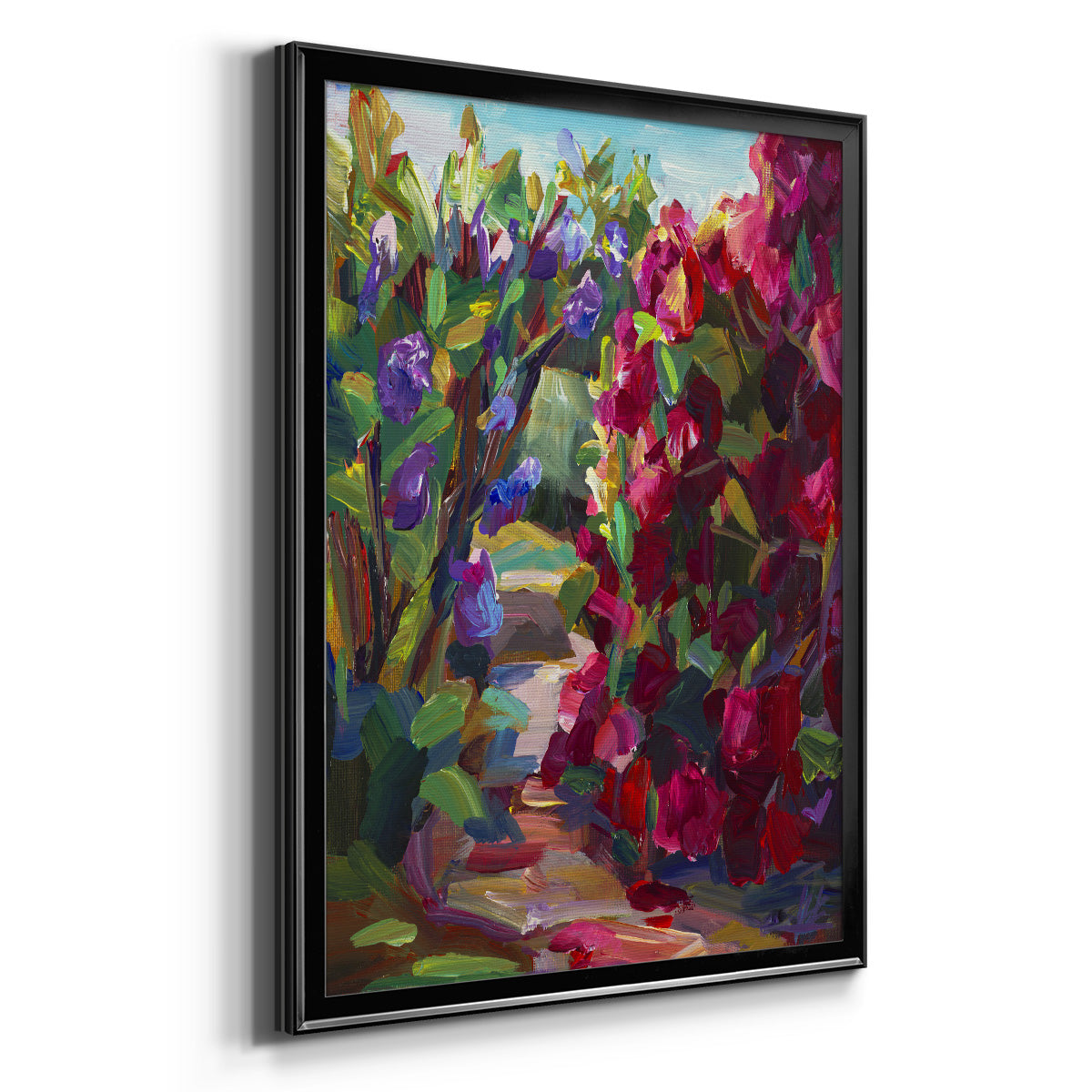 Lilacs & Rhodies - Modern Framed Canvas Print