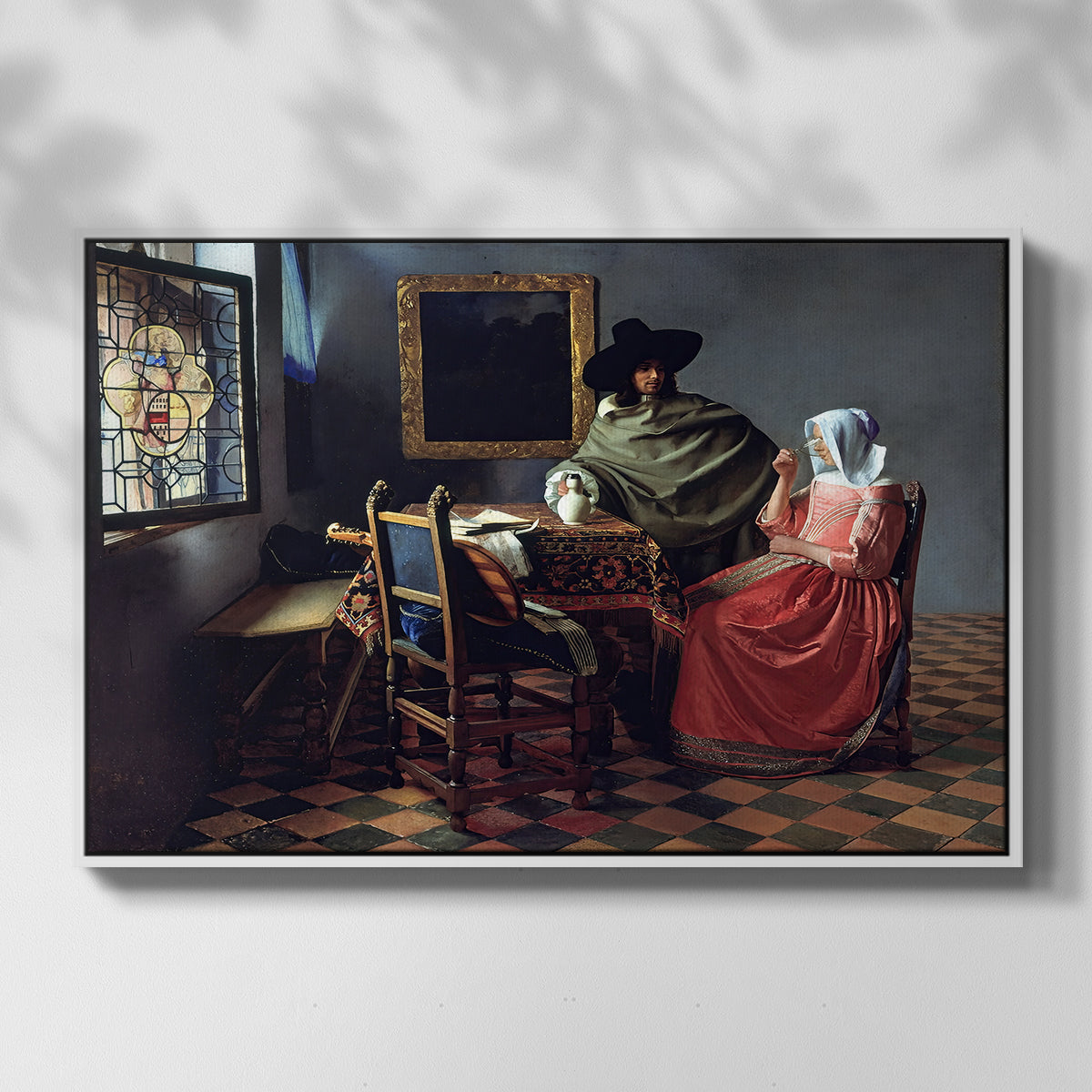 The Glass of Wine, c. 1660 - Floater Framed Canvas Print