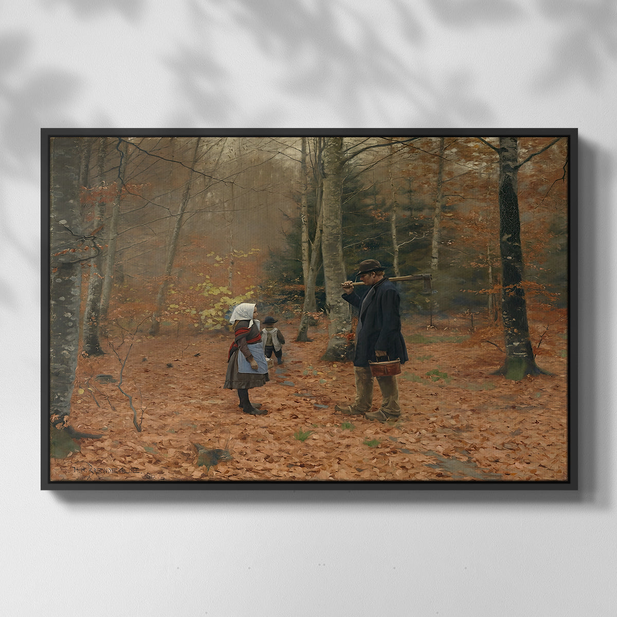 The Woodman and his Children, 1886 - Floater Framed Canvas Print