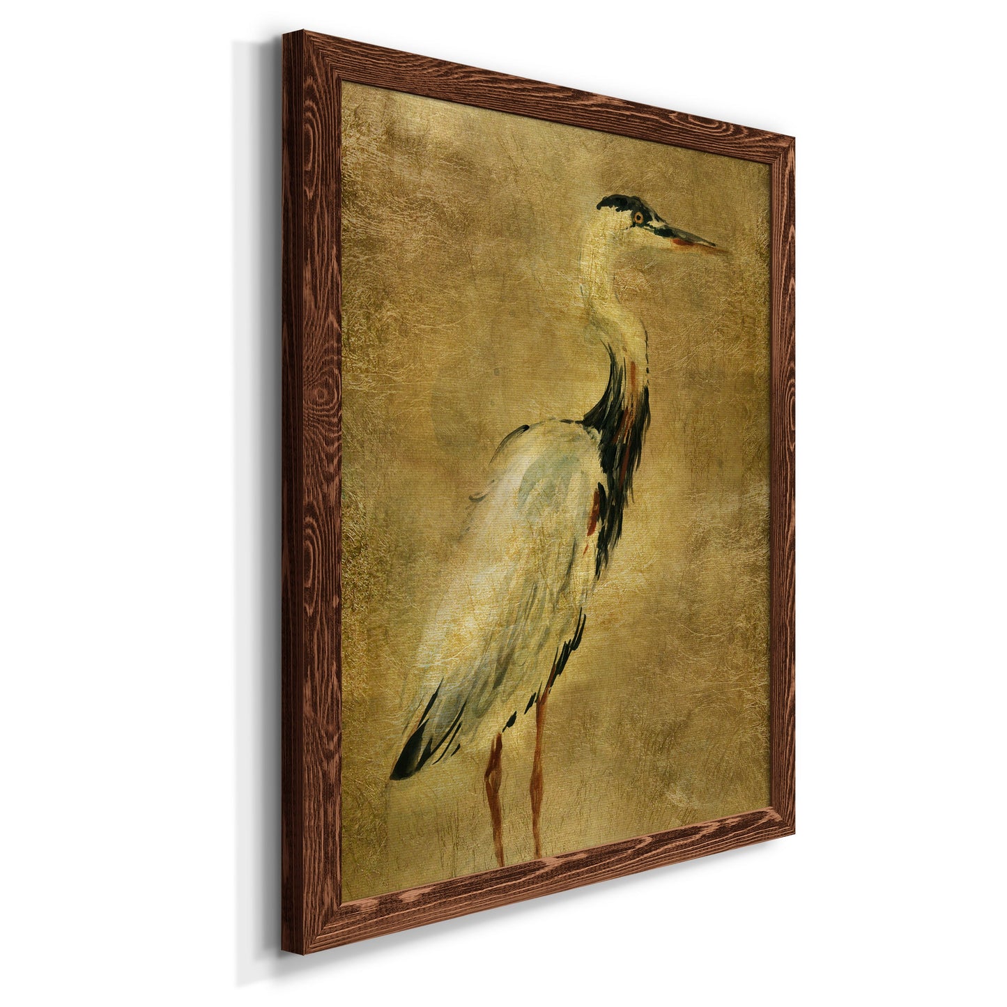 Gold Crane at Dusk I - Premium Canvas Framed in Barnwood - Ready to Hang