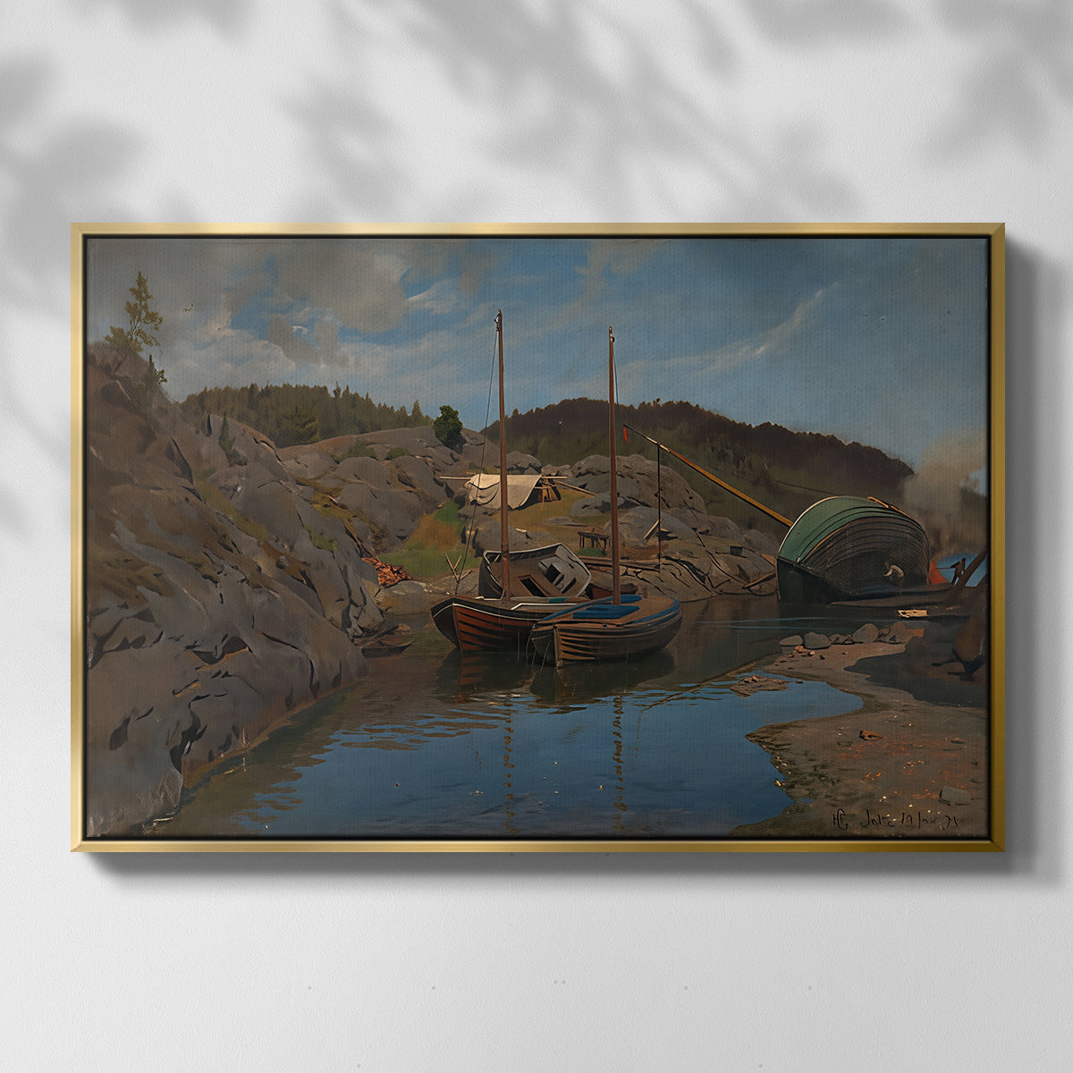 Pilotboats, 1875 - Floater Framed Canvas Print