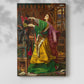 Canvas art print of a dramatic figure with flowing garments and symbolic tone with a soft shadow on a white background.