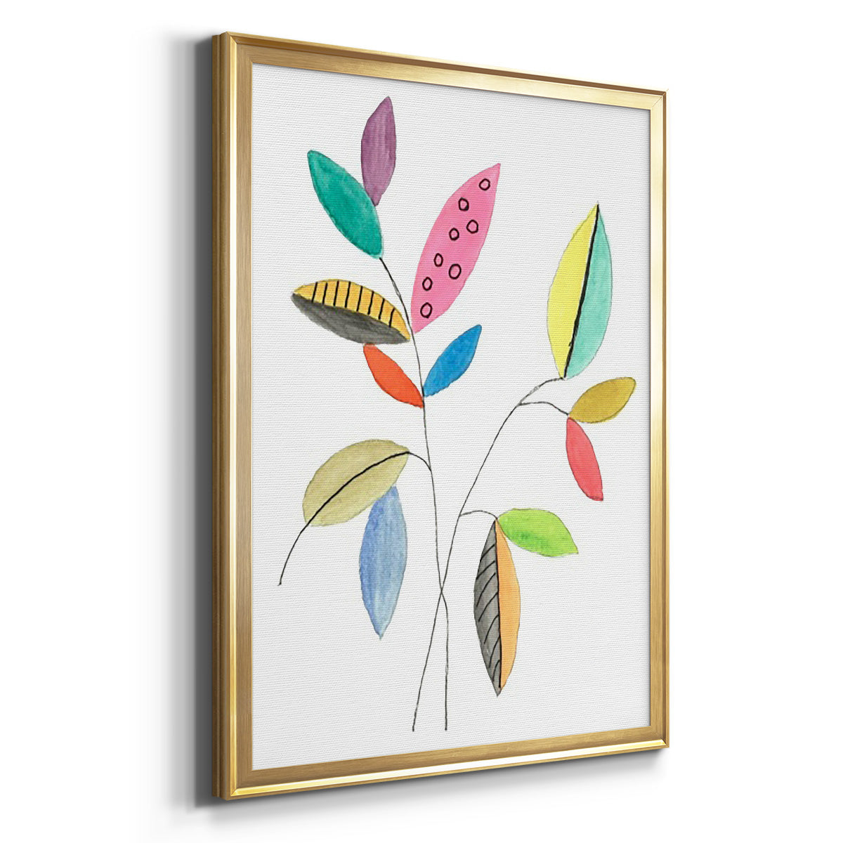 Color Pop Leaves III - Modern Framed Canvas Print