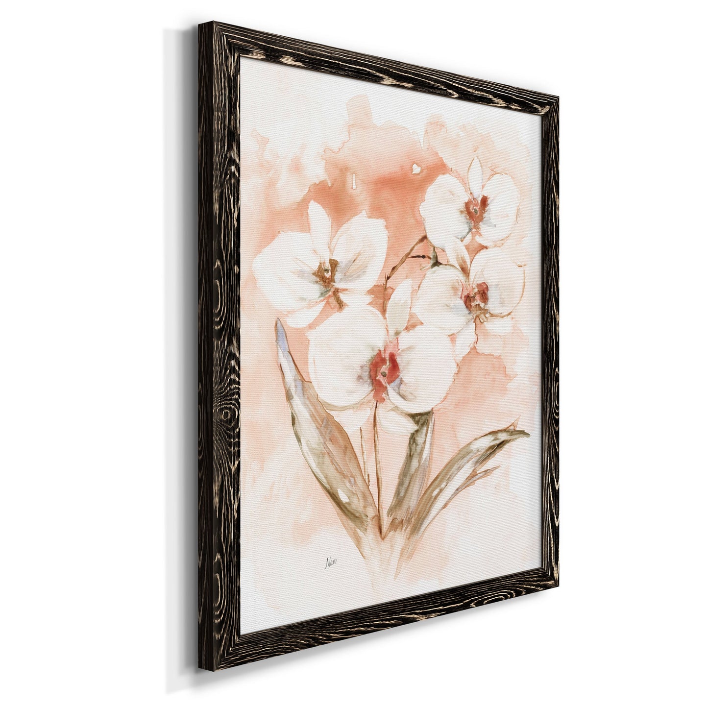 White and Coral Orchid I - Premium Canvas Framed in Barnwood - Ready to Hang